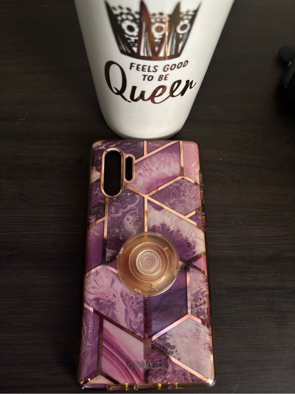 Purple Geometric Marble Phone Case with Ring Holder - Unbranded